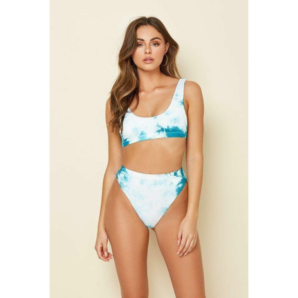 Dippin' Daisy's Women's Aqua Tie Dye Festival Bikini Top Size Large NWT - Picture 2 of 11